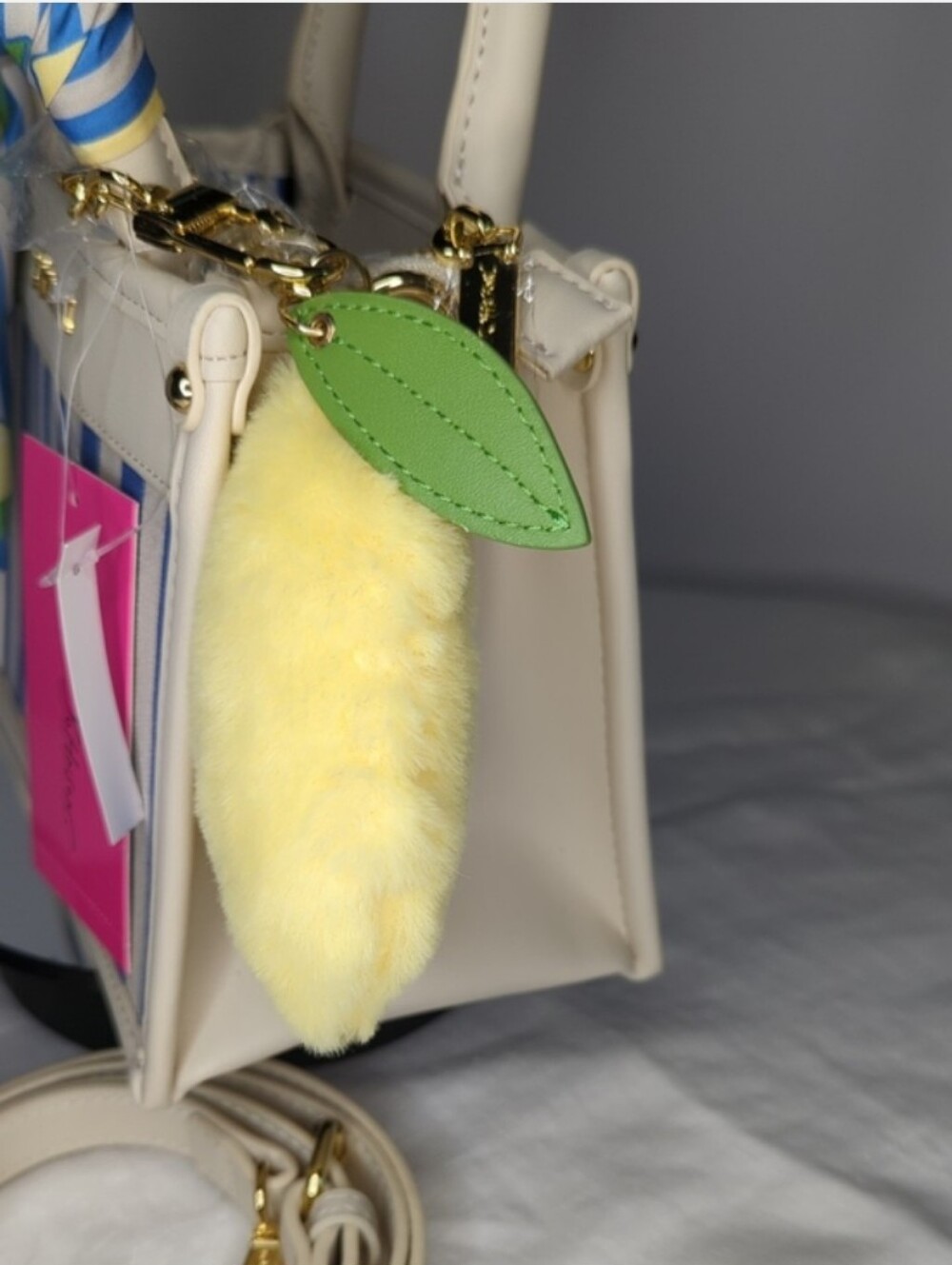 Betsey Johnson- "XO Lucy" Nautical Striped Lemon 🍋 Mini Satchel Crossbody Bag💙 - Picture 4 of 8